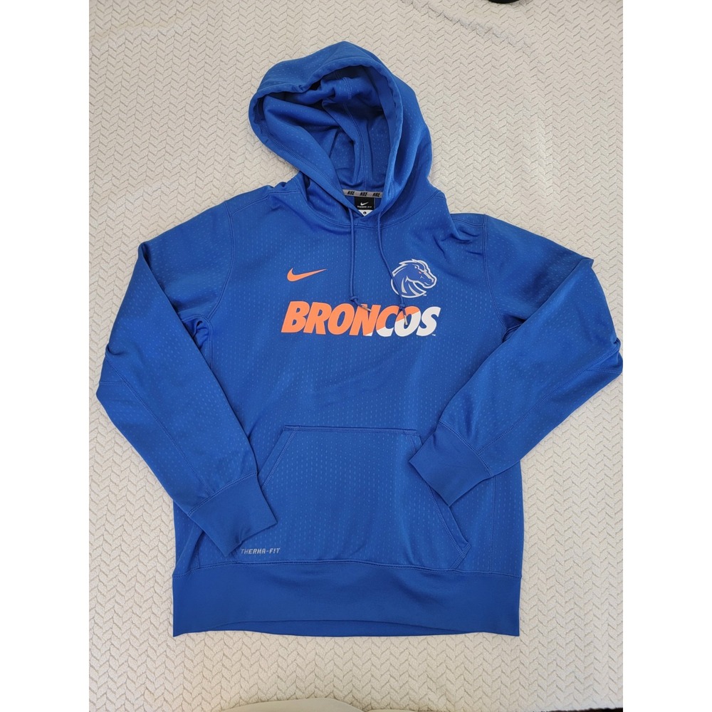 Boise State Broncos Hoodie Large Blue Nike Team Fleece Nike Swoosh Chest Logo